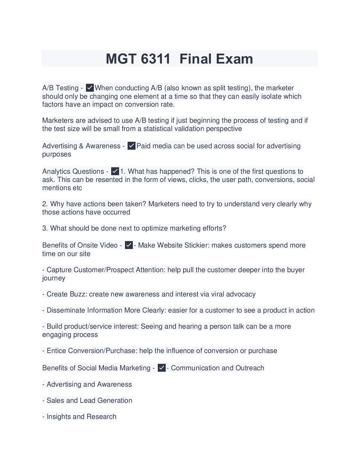 Preview of MGT 6311  Final Exam (Latest 2022/2023) Download to Score A